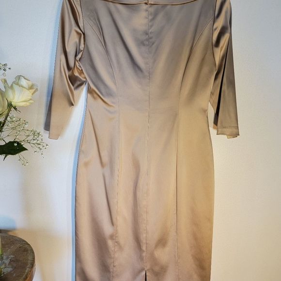 CREAM V-neck Kay Unger cocktail dress - Picture 6 of 7